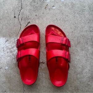 Birkenstock Bold Red Double Strap Slides